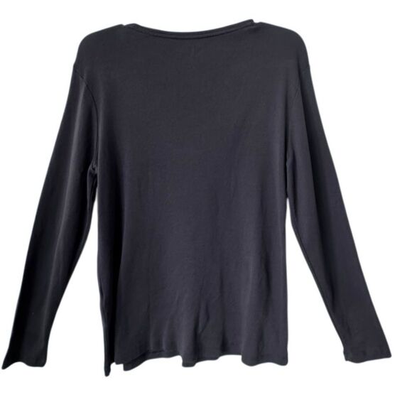 Chico’s Long Sleeve Tee Brown 100% Cotton Top SZ 1 or M - Picture 2 of 11